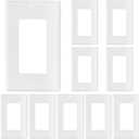 10 Pack Decora GFCI Wallplate Cover 1-Gang Light switch Outlet Electric Receptacle Faceplates Covers Polycarbonate Thermoplastic Gloss Finish White