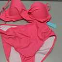 Aqua Eve Women Underwire Bikini High Waisted Bathing Suit Tummy Control Two Piece Swimsuit Pink L