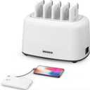 Yoobao Portable Charger Station with 5 Pack Shared Slim Power Banks Built-in Cable 10000mAh for iPhone, Family-Size Battery Pack Charging Dock Kit for Home Party Business Office Restaurant Pub