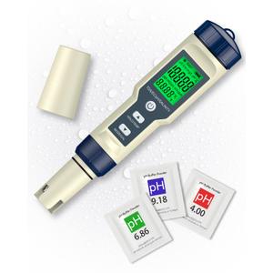 pH Chlorine Meter, Digital ORP Meter, Salinity Tester for Saltwater Pool, pH PPM EC Monitor for Hydroponics, SPA 7 in 1 pH Test Kit