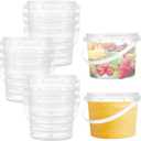 ZOFORTY 80PCS 10 oz Clear Buckets with Lid, Plastic Ice Cream Buckets with Lids and Handles, Drink Buckets for Parties, Plastic 300ml Food Storage Container for Snacks Deli Fruits