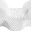Memory Foam Pillow Contoured Memory Foam Neck Support for Pressure Relief for Side Back Tummy Sleepers, 4812414 (One Size, White)
