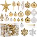 Shatterproof Christmas Ball Ornaments Set, 130 Pack Christmas Tree Decorations, Assorted Hanging Christmas Balls Bulk for Holiday Indoor Outdoor Xmas Party Decor (130 Golden)