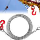 Galvanized Steel Winch Cable, 3/8" Towing Cable Heavy Duty, 13980LBS Breaking Strength, with Swivel Hook 2T and 2 Aluminum Rings, 6x19 Strand Core Steel Cable for Crane Tow Truck (50 FT) (Max Capacity:13980LBS)