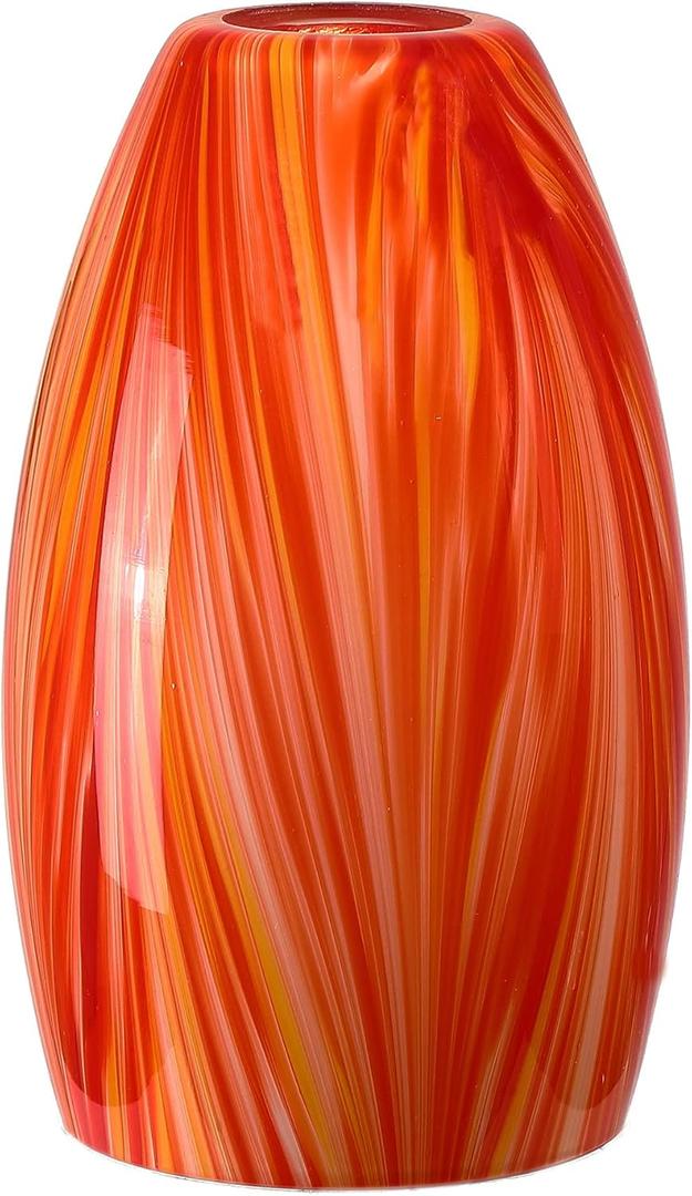 Oval Art Glass Lamp Shade Only Glass Light Cover Replacement for Kitchen Island replacement glass shades for Mini Pendant Ceiling Lights Chandelier Red and Orange