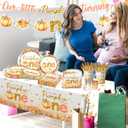 142pcs Little Pumpkin First Birthday Decorations for Girl, Our Little Pumpkin is Turning One Tableware, Floral Pumpkin First Birthday Plates Napkins Cups for Fall Autumn Thanksgiving Party Supplies