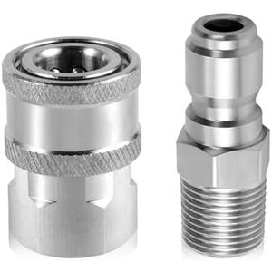NQEUEPN 2pcs Fast Connect Pressure Washer Fittings, Stainless Steel Pressure Water Gun Connectors 1/4 Fast Connect Plug(Female Internal Thread, Male External Thread), Set of 3