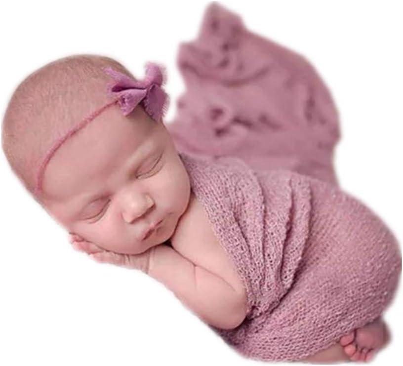 Coberllus Newborn Baby Photo Props Wrap Cloth Blanket Swaddle for Boys Girls Photography Shoot (Purple Pink)