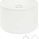 PATIKIL Drum Lamp Shades for Table Lamps 12"x12"x8" Linen Lampshade Easy Assembly Lamp Shade with E27 to E26/E14 Adapters for Floor Lamps Bedside Lamps Pendant Lights, White (1.65" Spider) (White)