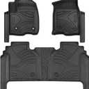 Floor Mats Fit for 2019-2025 Chevy Silverado 1500/GMC Sierra 1500, Car Mats for 2020-2025 Chevrolet Silverado/GMC Sierra 2500HD/3500HD Crew Cab Floor Liners with Factory Carpeted Storage, Black