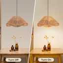 LumStory 19.7 Rattan Pendant Light Fixture Boho Farmhouse Woven Rattan Chandelier for Dining Room, 3-Light Large Bohemian Rustic Wicker Ceiling Hanging Lamp Over Table for Kitchen Island, Living Room