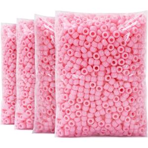 Praisebank Pony Beads, 4000pcs Pink, Beads for Jewelry Making, Beads for Crafts, Beads for Hair Braids. (X-Large Pack)