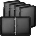 Teling 4 Pcs 2 Inch Black Zipper Binder with 3 Ring Zipper Binder, Refillable Plastic Clear File Organizer Planner for Projects, Assignments, Memos, School Work, 13.2 x 11 Inch