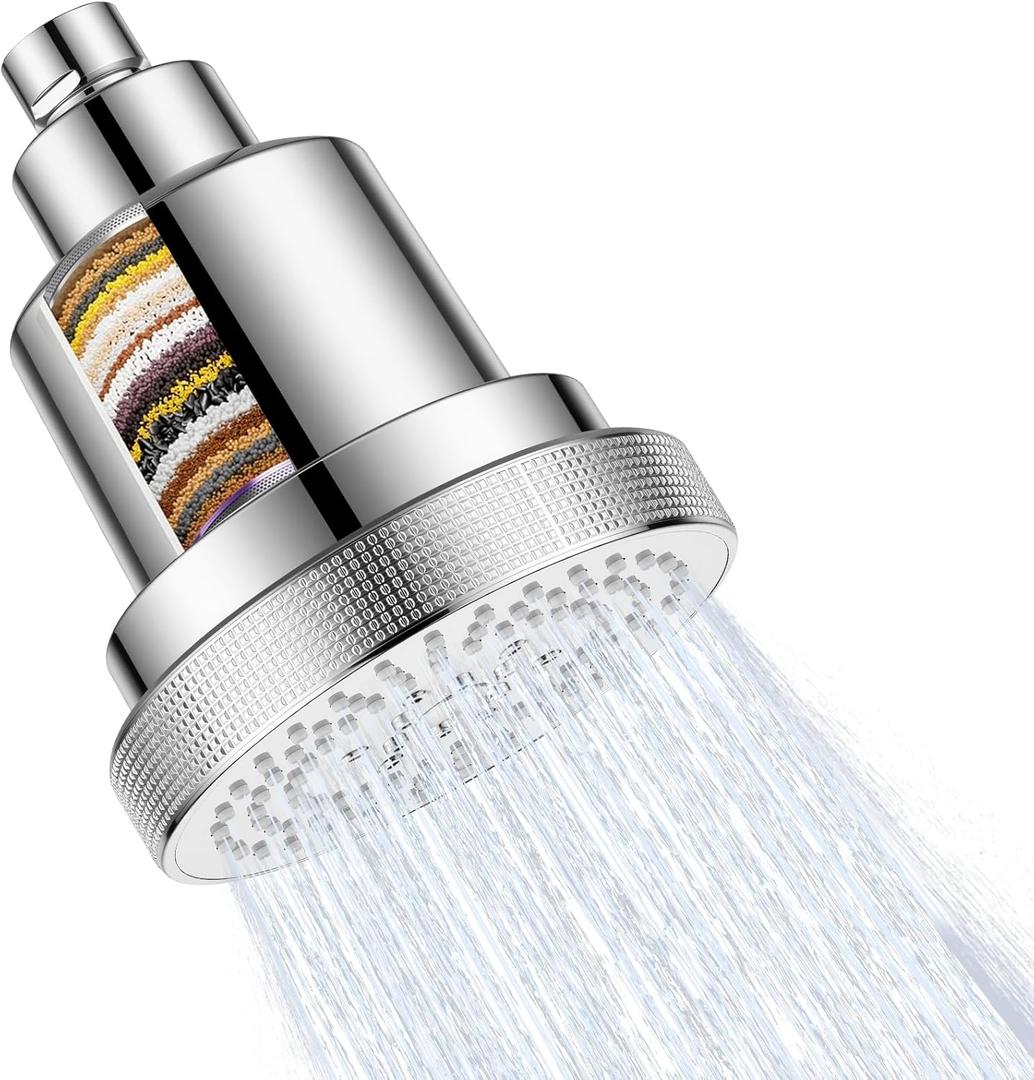 Shower Head Set 25 Stage Shower Filter Combo with 3 Spray Settings, High Pressure Shower Head with Filters for Dry Hair and Skin, Removes Chlorine & Heavy Metals, Showerhead Filter Chrome