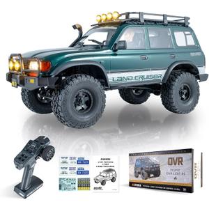 FMS 1/10 LC80 Brushless RC Crawler, FCX10 Toyota & OVR RC Rock Crawler with Lighting and Two-Speed, Hobby Grade Offroad RC Car for Adults, RS (Green)