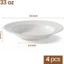 Ceramic Plates Set of 4, 8.5" White Pasta Plates, Ceramic Pasta Bowls, Versatile Microwave & Dishwasher Safe Soup/Pasta/Salad Bowls