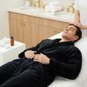 NY Threads Mens Robe, Luxury Plush Fleece Mens Bathrobe, Spa Bath Robe for Men (Large-X-Large (Pack of 1), Black)