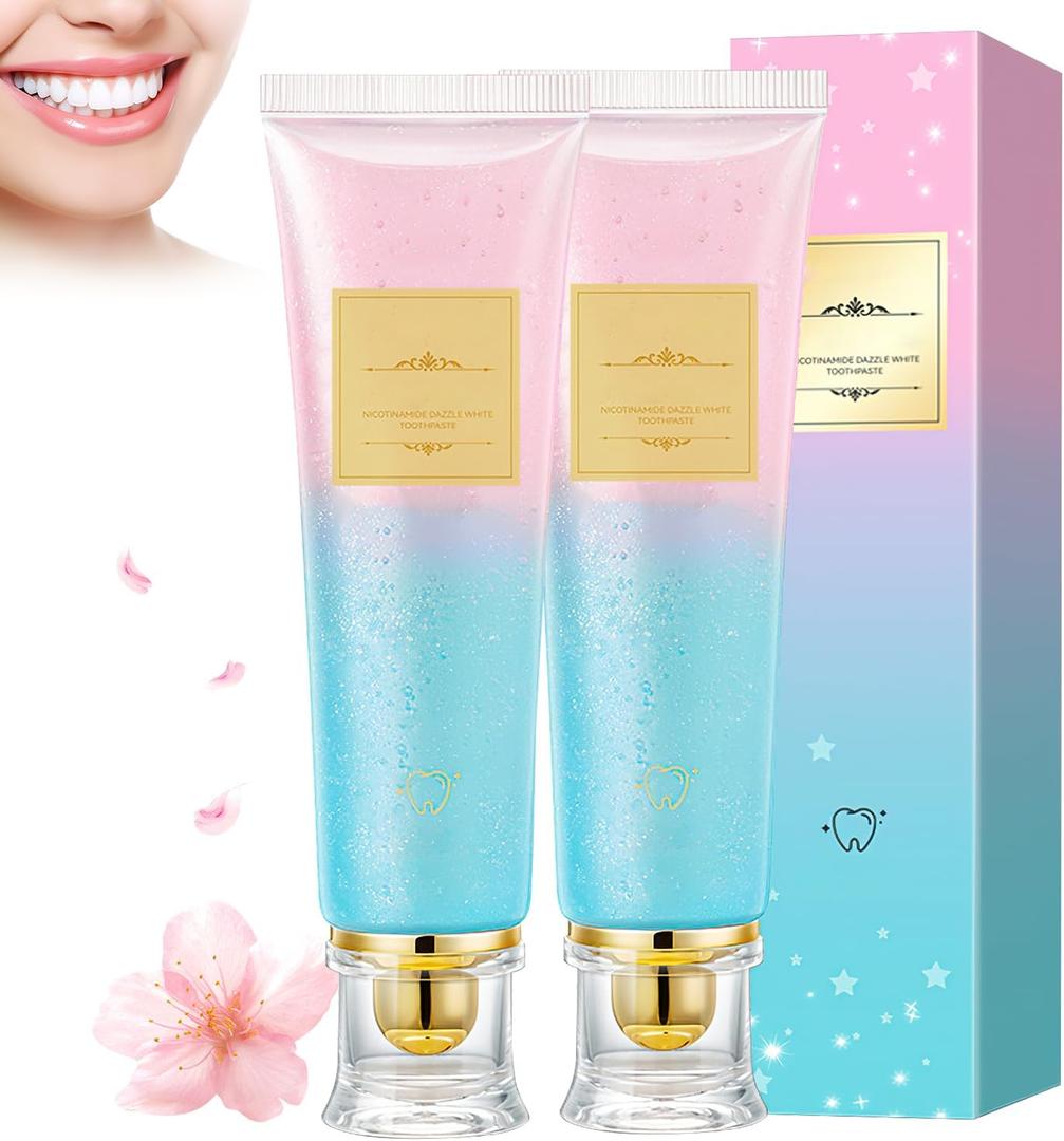 2Pcs Acssart Radiant Whitening Toothpaste,Niacinamide Whitening Toothpaste,Easilyous Bright Whiteing toothpastes,Nicotinamide Dazzling White,Removal Tooth Stains,Fresh Breath