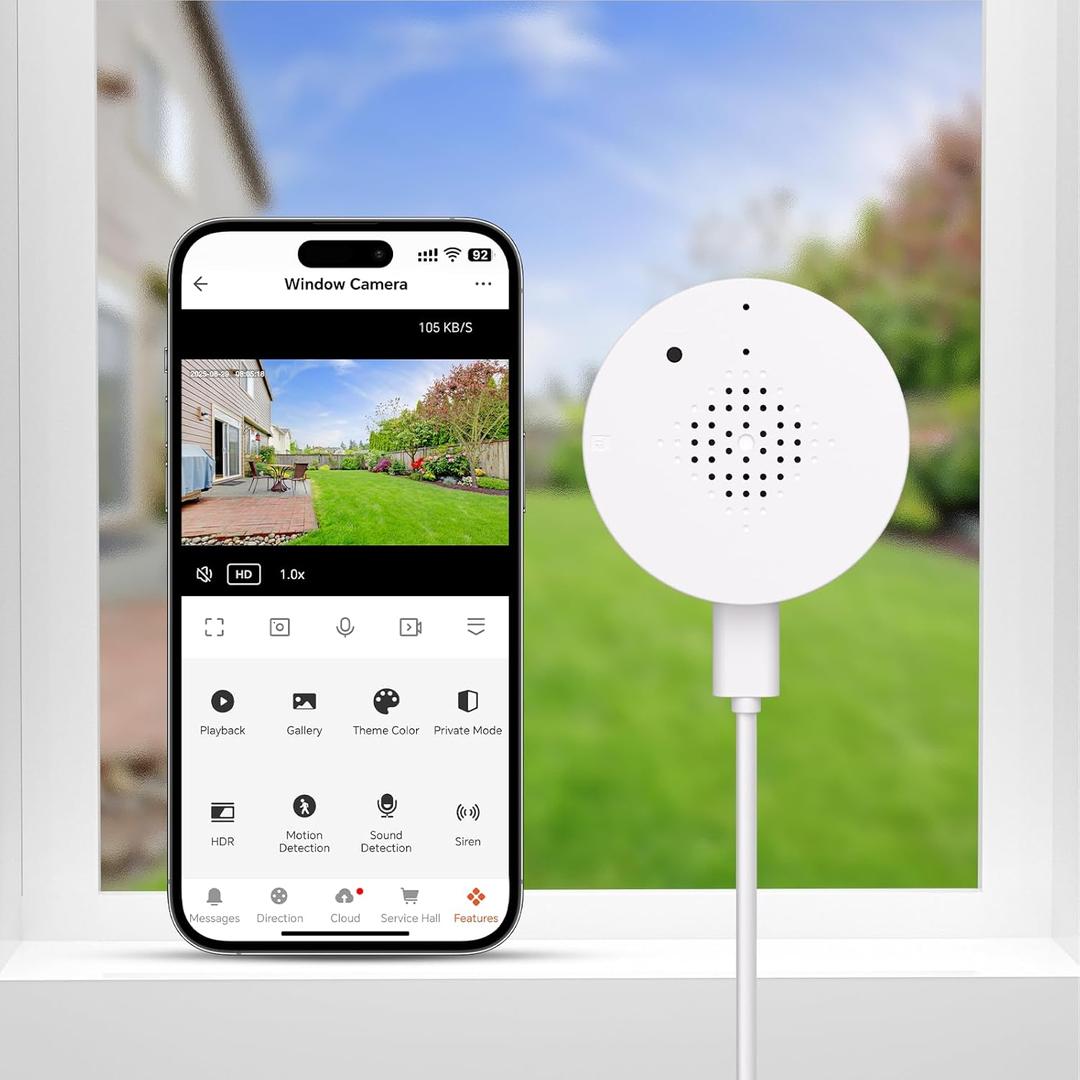 2K Window Camera for Home Security with Full Color Night Vision, 2.4GHz WiFi Indoor Security Cameras, Human & Motion Detection, 24/7 Monitoring, 2 Way Talk, Easy Install