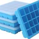 20 Section-0.5oz, Food Grade Silicone Ice Cube Tray Food Container with Airtight Locking Lid, Perfect for Storing Garlic, Herbs, Ginger, Pesto, Tomato Paste, Lemon Juice,Purees and More (Blue 4 Pack)