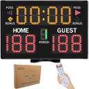 Electronic Basketball Scoreboard with Buzzer, Digital Scoreboard with Remote,Portable Score Keeper Battery Powered Score Board for Sports Games