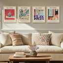 Framed Matisse Wall Art for Living Room Bedroom, Set of 4 Piece Canvas Prints, Bright Colorful Abstract Artwork, Famous Paintings Vintage Pictures