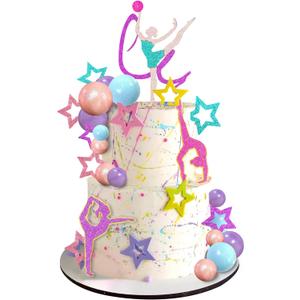 27 PCS Gymnastics Cake Toppers Gymnastics Balls Cake Decorations for Gymnastic Theme Birthday Supplies (Gymnastic)