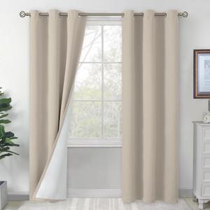 BGment Blackout Curtains for Living Room 84 Inch Length 2 Panels Set, Full Room Darkening Thermal Insulated Noise Cancelling Window Curtain for Bedroom, Each Grommet Curtains 42 Inch Wide, Cashmere