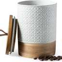 Miamolo Large Coffee Containers with Lids, Ceramic Coffee Canister Kitchen Food Storage Cookie Jars with Airtight Lid for Spice Sugar Tea Candy, Stackable Decorative Jars for Counter - White 28 fl.oz