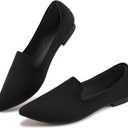Aomigoct Flats for Women Dressy Shoes: Comfortable Suede Work Flats - Ladies Casual Loafers Slip On Walking Shoes (9, Black)