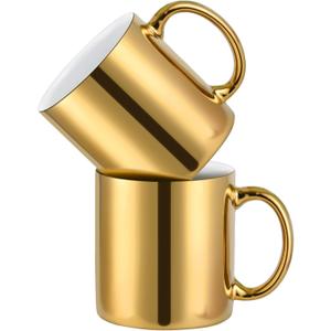 22oz large Coffee Mugs gold Ceramic Mugs set of 2 Ceramic Cups for Coffee, Tea, Cocoa (22oz) (2 Count (Pack of 1))