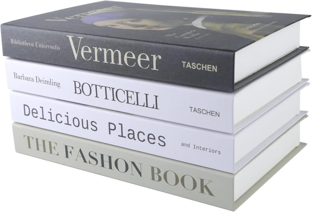 PTShadow 4 Pieces Folding Decorative Books for Home Decor, Black and White Bookshelf Decorations, Library Decorations, Coffee Table Decorations for Home Sweet Stacking Books