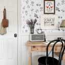 Ismoon Floral Peel and Stick Wallpaper Boho White/Grey Contact Paper Removable Stick on Wall Paper Self Adhesive Vinyl Wallpaper for Living Room Shelf Renter Friendly 17.3x393in