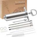 Tri-Sworker Meat Injector Syringe with 4 Marinade Flavor Food Injector Needles, Ideal for Injecting Marinades into Meats, Turkey, Brisket, Beef; 2-OZ Capacity