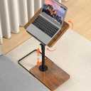 TV Tray Table for Couch, Height Adjustable/360 Swivel/180 Flip-Over Panel Design C-Shaped End Table, Sofa Arm End Side Table with Phone & Tablet Slot for Eating, Laptop,Couch Bed (Vintage Brown)