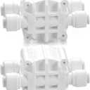 2 Pcs Four-Sided Valve, 1/4 inch Automatic Shut, Off with Quick, Connect Fittings for RO Reverse Osmosis System