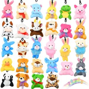 UMEELR 28PCS Small Stuffed Animal Keychain, Mini Plush Animals Toys Bulk for Kids Easter Basket Stuffers Egg Hunt Party Favors