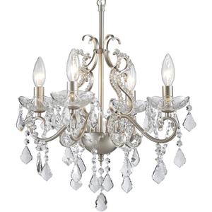 Crystal Chandelier Light Fixture, Modern K9 Crystal Chandeliers for Dining Room 4-Lights Nickel Pendant Ceiling Light Fixture for Entryway Kitchen Island Bathroom Bedroom Living Room, H 21" x W 17.7"