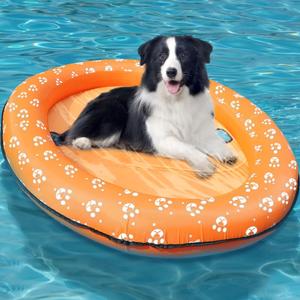 Vercico Inflatable Pool Float for Adult Dogs and Puppies, Large Contemporary Pet Dog Cat Swimming Pool Float Ride on (Orange)