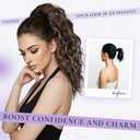 Clip on Ponytails for Women - 18 Inch Curly Ponytail Extension, Wavy Pony Tails Hair Extensions, Synthetic Hair Extensions Ponytail, Clip in Ponytail (Color: Brown with Golden Highlights)