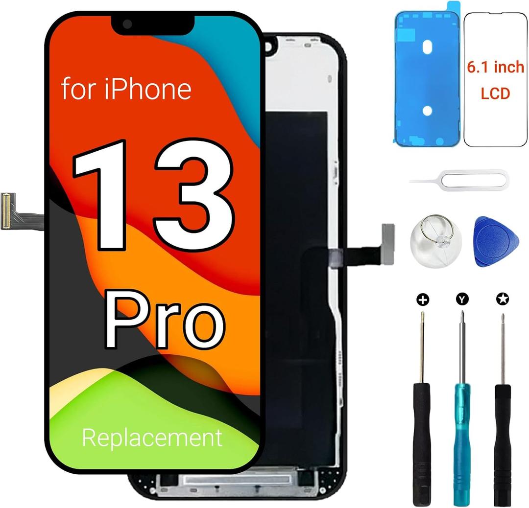 For iPhone 13 Pro Screen Replacement 6.1LCD in-Cell COF Display with 120Hz Promotion, Touch Digitizer Assembly with Repair Tool Kits,Screen Protector (for Model A2483, A2636, A2639, A2640, A2638)