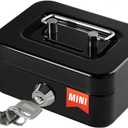 Cash Box with Lock Small Cute Lock Box with Money Slot Mini Portable Casino Safe Coin Box 4.5"x3.4"x2.4" Black