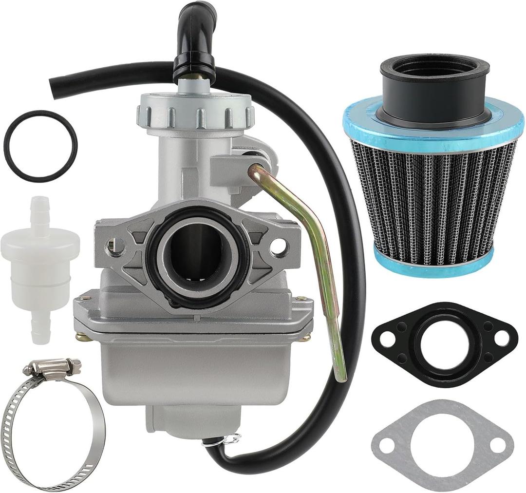 AUTOKAY PZ20 Carb Carburetor 49cc 70cc 90cc 100cc 110cc 125cc Coolster NST for Chinese ATV Quad Go kart 4 strokeSUNL TAOTAO JCL for Honda CRF50F XL75 CRF80F XR50R Carb with Gasket Air Filter