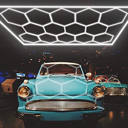 LZHOME LED Hexagon Garage Light - Super Bright 900W 108000LM Car Detailing Shop LED Ceiling Lights Hexagon Lighting System for Home Gym Garage Workshop Basement Warehouse