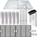 Hiorucet Adjustable Grill Grease Tray Replacement Parts for Nexgrill 5 Burner 720-0888N, 720-0888, Nexgrill 4 Burner 720-0830H, 720-0783E, 720-0830A, Drip Pan, Grates, Heat Plates, Burners and Igniter