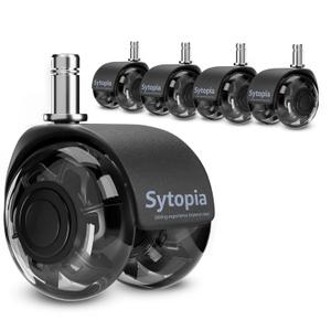 Sytopia Chair Wheels Replacement, Heavy Duty Office Chair Wheels for Hardwood Floors and Carpet, Replaces Mat Rubber Office Casters Universal Accessories Set of 5 Black