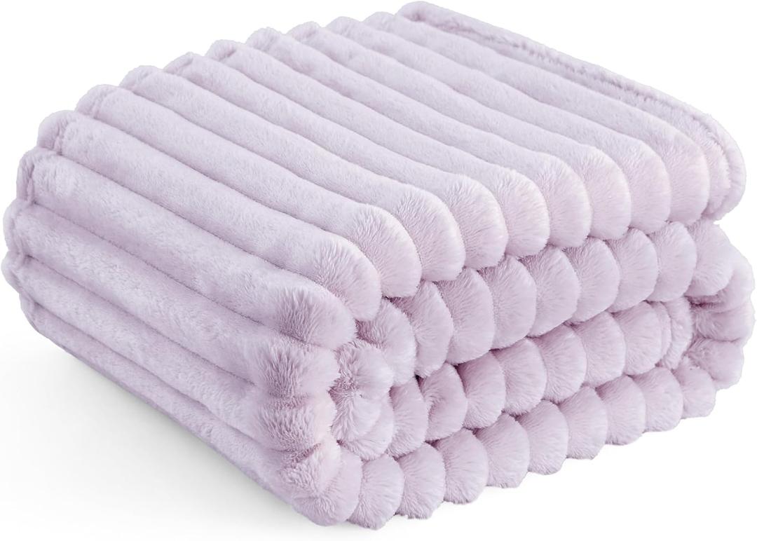 Bedsure Lavender Fog Fleece Blanket for Couch - GentleSoft Cozy Soft Blankets for Women, Cute Small Throws for Girls, 50x60 Inches (Throw (50" x 60"))