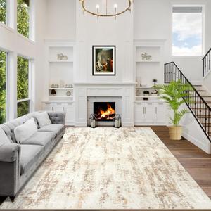 10x14 Area Rugs Washable Rug: Modern Abstract Living Room Rug Soft Anti-Skid Thin Carpet Indoor Floor Non-Shedding Carpets for Bedroom Dining Room Farmhouse Nursery Home Office Beige Grey