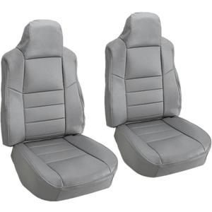 NLQR Gray Driver & Passenger Side Bottom & Top Lean Back Replacement Leather Seat Covers fit for Ford F250 F350 F450 F550 Lariat 2002 2003 2004 2005 2006 2007 Excursion XLT 2002 2003 2004 2005