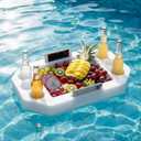 Qinyoung Large Floating Drink Holder, White Floating Refreshment Table Tray Compartment, Portable Pool Tray for Swimming Pool Accessories Hot Tub Beach and Party Decor(Hexagonal Six Hole)